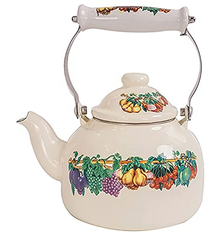1.5L Grande Smalto Teiera Floreale Teiera Porcellana Smaltata Teiera Retro Turco Caffettiera Piano Cottura Bollitore Campeggio Bollitore Acqua Calda Bollitore per Il tè