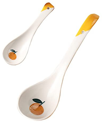 Small Soup Spoon Dessert Spoons Large Spoon Ceramic 2 Pcs White Porcelain Spoons Used For Ramen Dumplings Cereals Dishwasher Cleaning Large And Small Spoon Coffee Spoon ( Color : A , Size : 2 PCS )