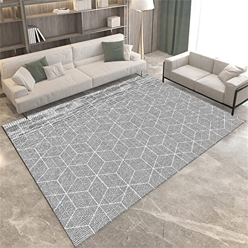RUGMRZ Mädchen Teppich Kinderzimmer Outdoor moderner Stil Wohnzimmerteppich Grau Mit Geometrischem Muster, Schmutzabweisend, Weich Und Nicht Verformt Webteppich 170 x 240 cm