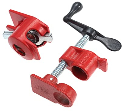 YyDDs Heavy Duty Clamps Tube Clamp T Tool Pipe Clamp Bracket Wood Clamps Woodworking Quick Release Pipe Clamps Pipe Clamp for Wood Working Fixture Jigsaw Wooden Clip Metal Red Workbench