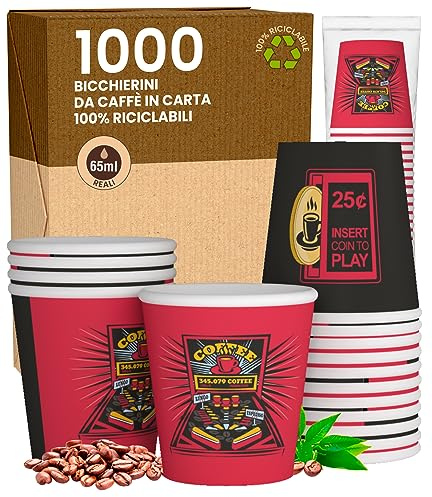 1000 Gobelets en papier pour café 65 ml FlipperCUP - Verres écologiques et biodégradables jetables petits emporte-pièces