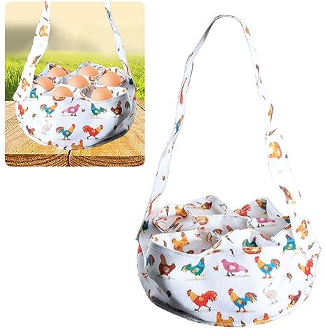 Cesta de recogida de huevos plegable portátil, bolsa de recogida de huevos de gallina con 7 bolsillos, proteger los huevos del aplastamiento, bolsa de almacenamiento de lona para huevos para granja