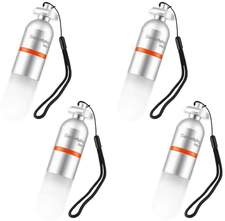 4Pcs Scuba Dive Strobe Signal White Light for Night Dive Tank Marker | 150m depth rating, AAA battery included, twist on/off, IPX8, Aluminium body, steady and strobe two modes, lanyard included