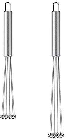 Peowuieu 2 Pcs Stainless Steel Ball Whisk Wire Egg Whisk Set Suitable for Kitchen Cooking, Stirring, Whisking, Beating