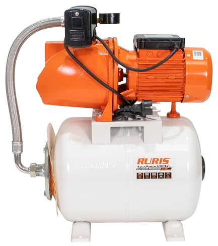 RURIS POWER FOR NATURE Husvattenstation med manometer och tank Aquapower superpressor 3009S 1500W, tank 24l, max djup 9m, max höjd 60m