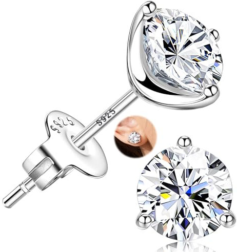 Sllaiss Ohrstecker Silber 925 Damen AAAAA+ Zirkonia Sterling Silber für Frauen Weißvergoldet Knorpel Ohrringe 7MM