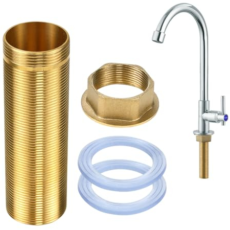 ADERTOS Wasserhahn Verlängerte Hohe M30*10cm Kontermutter Kit Verlängerung Gewinderohr Wasserhahnverlängerung mit Gewinderohr Schaftmuttern Wasserhahnverlängerung zur Montage von Armaturen