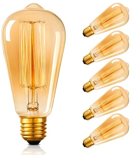 Belns Melns ST64 Vintage Light Bulbs with E27 Edison Screw Cap, Squirrel Cage Shaped Filament Bulb, 2700K Warm White Dimmable, Pack of 6