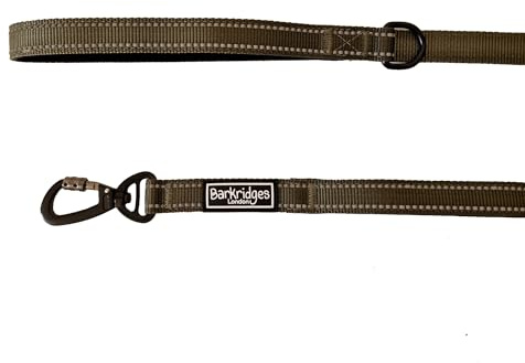 Barkridges® Premium Triple Handle Dog Lead Leash | Traffic Handle | Secured | Locking Clip | Padded Handle | Safety Reflective Strips | Comfortable for Small Medium Large Dogs (Army Green, 120cm)