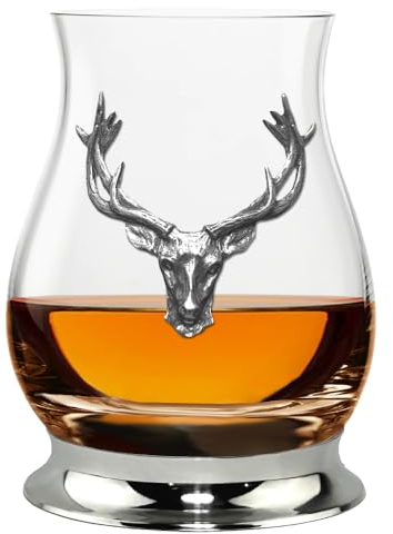 English Pewter Company Glencairn Stag Head Mixer Whisky Glass 350ml [WGP002]