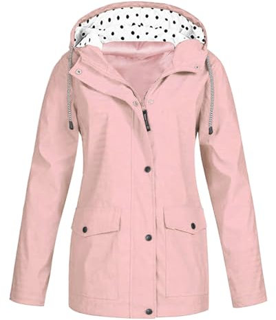Womens Waterproof Jackets Lightweight Quick Dry Rain Coat Solid Color Packable Outdoor Jacket with Hood Windbreaker Camping Hiking Plus Size Softshell Trench