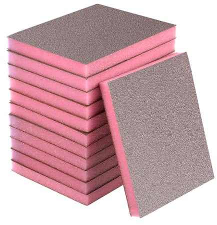 Omevett 12 Pack Sanding Sponges Foam Sanding Pads 120 Grit Sponge Sanding Pads Wet Dry Sanding Sponge Reusable Sanding Blocks Washable Hand Sanding Sponge Block for Wood, Metal, Paint