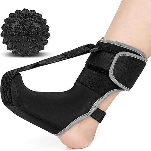 TOFBS Fußheberschiene Orthese Set Massageball Plantarfasziitis Stütze Knöchelorthese Nachtschiene Fußbandage Schmerzlinderung