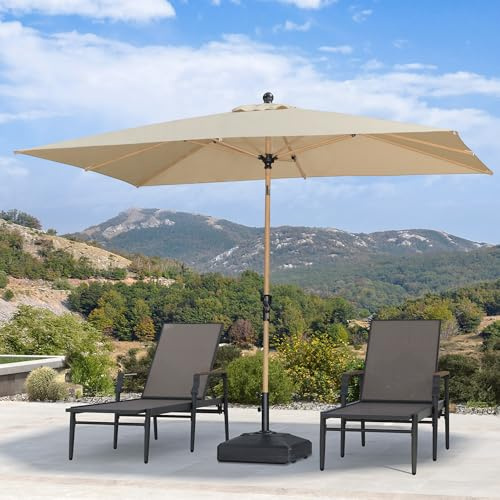PURPLE LEAF Parasol de Jardin Extérieur Inclinable, Rectangulaire 2 x 3 m en Aluminium, Parasol Balcon en Teck Anti-Vent et Anti-UPF, pour Plage, Terrasse, Patio, Beige