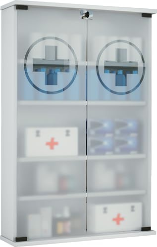 VCM Armadio per medicinali Armadio per Farmacia Armadio a Muro con Serratura Janula Armadio per medicinali Armadio per Farmacia Armadio a Muro con Serratura Janula Bianco
