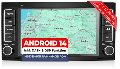 M.I.C. AVT7-L3 Android 14 Autoradio mit navi: MediaTek MT6769 4G+64G;7 QLED Display;4G SIM,Carplay,Android Auto,DAB+,Bluetooth 5,WiFi,GPS: Ersatz für VW T5 ab 2010