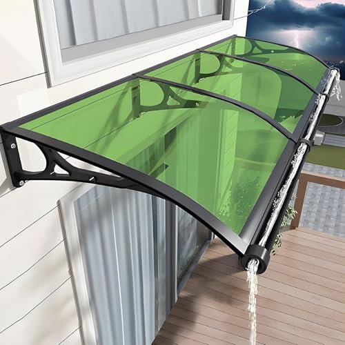Marquise de porte exterieur,auvent porte d'entree,marquise de porte,marquise porte d'entree,auvent de porte,store balcon,auvent pour porte d'entrée,auvent latéral de voiture,auvent(Green,100x100cm/39.
