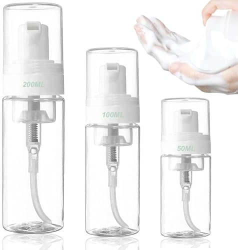 Unihuby Foaming Soap Dispenser 50 100 200ml, 3pcs Foaming Bottle Pump Bottle Dispenser for Travel Bottles Refillable Leakproof Foam Pump