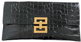 Verdusa Women's Clutch Evening Bags Trendy Envelope Handbags Metallic Purses Black One Size