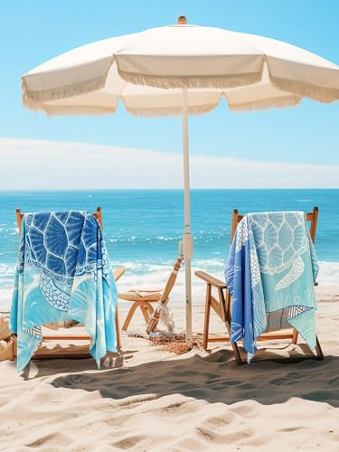 Eyoulife 2 Stück Mikrofaser Strandtuch 180x90cm Weich Leicht Hohe Wasseraufnahme Anti Sand Strandhandtuch Schnelltrocknend mit Tasche Mikrofaser Handtuch Doppelseitig für Strand Pool Urlaub
