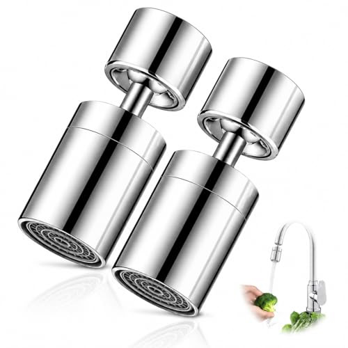 2PCS Kitchen Tap Spray Head, Kitchen Sink Faucet Extender Aerator, 360° Swivel Dual-Function Sprayer with 2 Water Modes, Big Angle Swivel Durable Multi-Function Tap Nozzle for Kitchen Sink