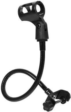SUPVOX Adjustable Black Goose Neck Microphone Stand Desk Mount Mic Holder Bracket for Live Streaming and Recording