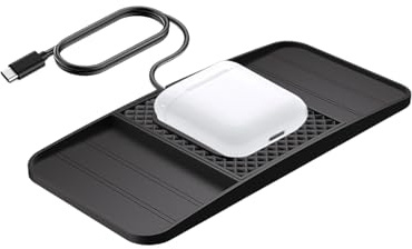 Hitburu Tapis de Charge sans Fil pour Voiture - Chargeur de Téléphone Anti-Dérapant pour Voiture | Support Antidérapant Universel pour Tablettes Écouteurs Et Véhicules