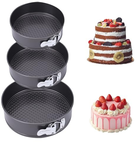 Round Cake Tin Set 3Pcs, 7/8/9 Nonstick Baking Tin with Removable Bottom | Springform Cake Bakeware for Dessert DIY