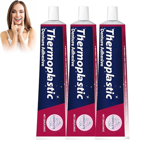 Adesivo termoplastico per protesi, colla per la riparazione di dentiere, tenuta confortevole, migliora il comfort orale, facile da usare, per protesi totali e parziali, 28 g (3Pezzo)