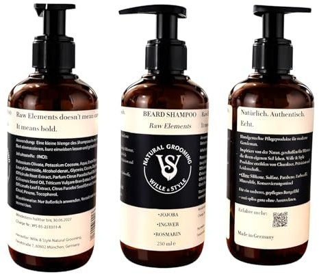 Bartshampoo für Männer, für Bart und Gesicht, Milde Bartpflege für Bart, 250 ml