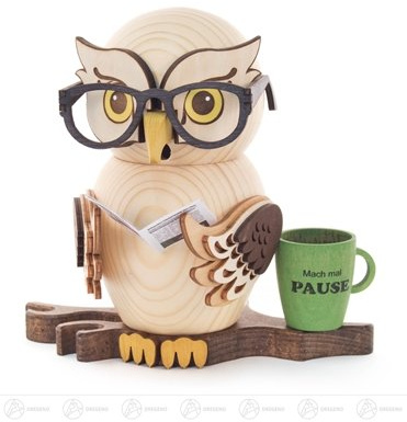 Rudolphs Schatzkiste Räuchermann Eule mit Brille Breite x Höhe x Tiefe 16,5 cmx15 cmx8,5 cm NEU Erzgebirge Rauchmann Räucherfigur