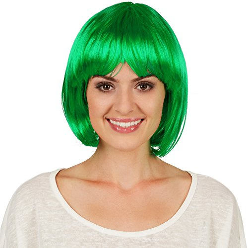 dressforfun Bob Perücke | Toller Haarschnitt mit Pony | Mit vielen Kostümen kombinierbar - Diverse Farben (Grün | Nr. 301129)