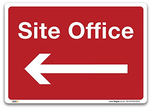 Site Office, cartello autoadesivo in vinile, segnaletica di sicurezza per cantiere A3 - 420 x 297 mm Freccia sinistra