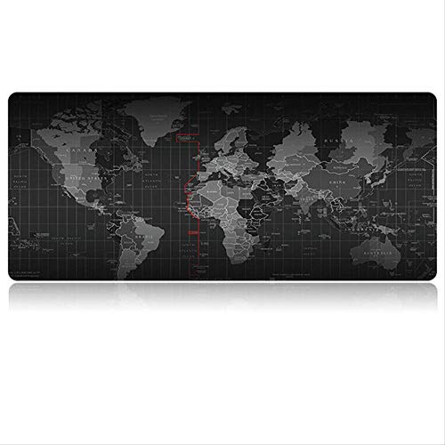 Dhsbd Mauspad Gelkissen Gaming Mauspad 60X30 / 70X30 / 80X30Cm / 80X40 / 90X40Cm Weltkarte Verriegelungsrand Mauspad Gamer Große Computer-Tastaturmatte Tisch Gaming Mousepad 80X30Cm