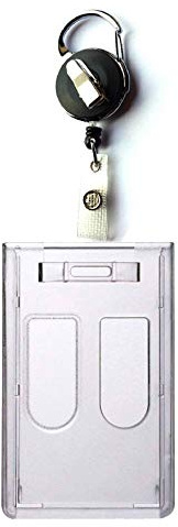 1x Ausweisset Ausweis-Set Ausweisjojo Ausweiszipper Kroko-Clip 360° drehbar + Kartenhülle mit Daumenschub für 2 KARTEN Ausweishülle Transparent vertikal