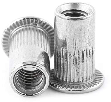 Tuercas de Remache Ciego 20 Unidades, Acero Inoxidable 304 M3 M4 M5 M6 M8, Cabeza Plana Plateado para Sujetadores y Reparación de Herramientas