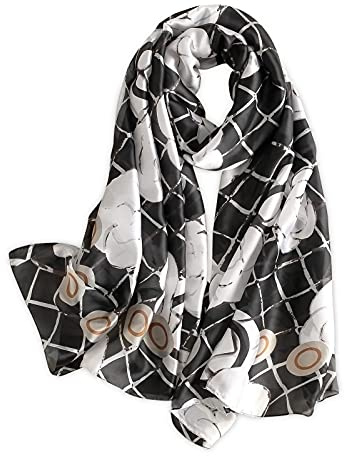 LumiSyne Foulards En Soie Peinture à l'Encre Artistique Imprimé Floral Élégant Echarpes Long Foulards Coloré Châle De Plage Toute La Saison Pour Mariage Ou Quotidien