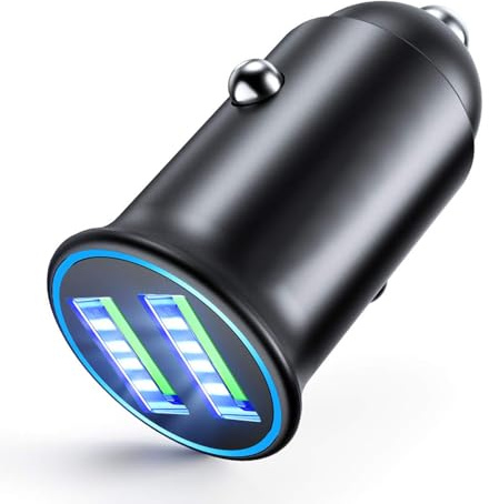 MMOBIEL Caricabatteria da auto 3.0 Multi Compact Dimensioni del Pollice Adattatore Accendisigari a Doppia Porta USB (5 V/4.8 A/30 W) Compatibile con iPhone 17/16/15/14, iPad, Samsung S25/S24/S23