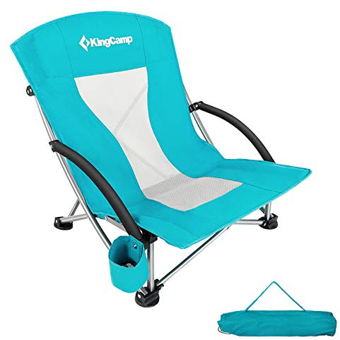 KingCamp Strand Liege Stuhl Camping Klapp Falt Sessel Niedrig Garten Stahl 136kg Cyan