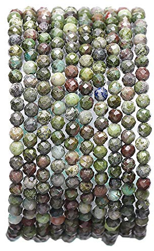 BEADIA Faceted Natural Dragon Blood Stone Round Loose Semi Gemstone Beads for Jewelry Making 3-3.5mm 38cm