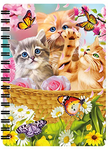 3D LiveLife Jotter - Kattungens Roliga Timme från Deluxebase. Linskulär 3D Katt A6 Spiralbok med vanliga sidor i återvunnet papper. Konstverk licensierat från den kända konstnären Michael Searle.