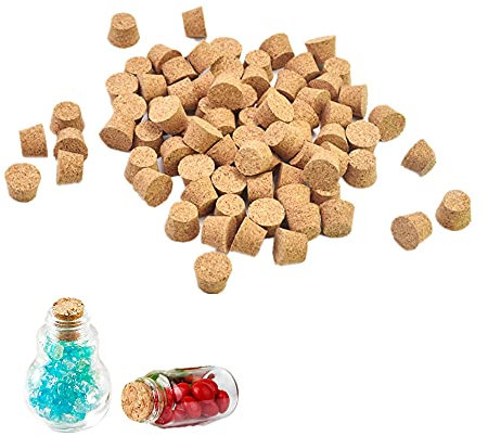 SPEACOUR 150 Stück Korkstopfen Natürlich korken Mini Glasflaschen Korken Gelb Konische Korkstopfen Wiederverwendbar Spitzkorke für Reagenzgläser, Flaschen, Dekorationen, Medizinkorken, Bierflasche