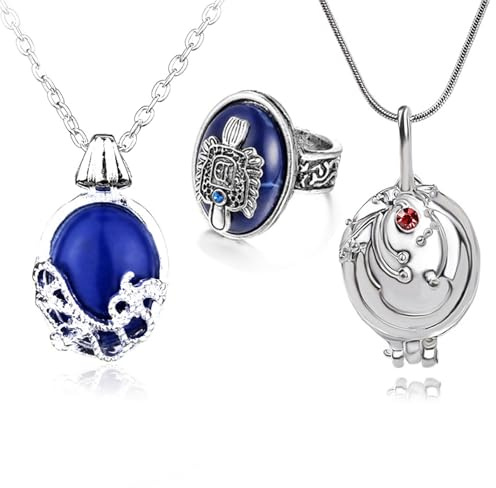 HJYZY Vampire Schmuck Daywalking Katherlle Saphirkristall Halsketten Elerra Öffnen Eisenkraut Medaillon Anhänger Halskette Daylight Walking Siegel Ring mit Aufkleber 13 Stück