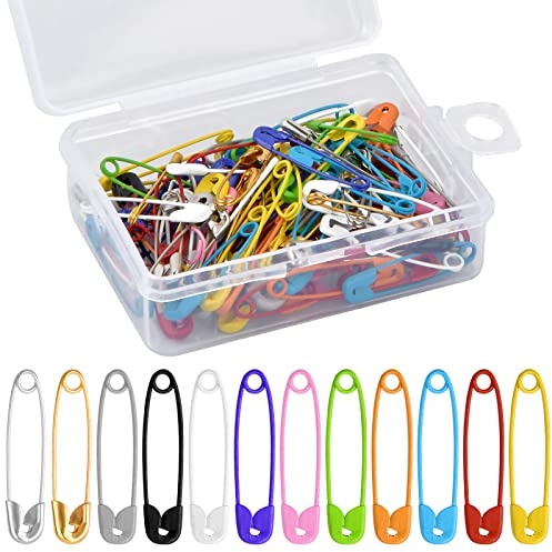 100 Pcs Metall Sicherheitsnadeln Bunte Sicherheitsnadeln Kleine Sicherheitsnadeln Quiltnadeln mit Aufbewahrungs Box Safety Pins Sicherheit Pins für DIY Kunsthandwerk Nähen Baby-Kleidung Zubehör, 27 mm