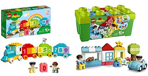 LEGO 10954 DUPLO My First Number Train Toy with Bricks, Preschool Educational Toys for 1.5-3 Year Old Toddlers & 10913 DUPLO Classic Brick Box Building Set, Boys & Girls 1.5 Years Old