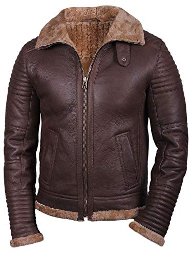 Aksah Fashion S Veste en cuir pour homme Royal Air Force RAF Aviator Pilot B3 Marron, marron, XL