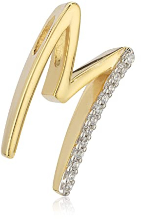 NKlaus Buchstaben Anhänger Echt Gold 333 mit Zirkonia für Damen - Kleine bicolor Kettenanhänger Alphabet von A bis Z Echtgold - Glanz ABC Goldanhänger