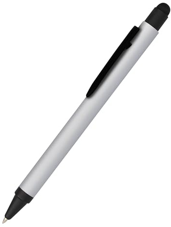 Stylo à Bille Alu Stylus Silver d' Online, Stylo à Bille en Aluminium, Recharge de Grande capacité remplaçable, Couleur d' écriture Bleue, avec Toucher Doux, Stylo avec Embout Tactile, 1 pièce