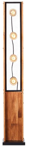 Lightbox rustikale Boho Stehlampe - 126 x 20 x 20 cm - Boho Standleuchte | Stehlampe, 126 x 20 x 20 cm, 4 x E27, max. 42 W, Schalter, Metall/Holz