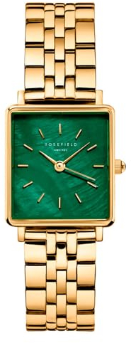 Rosefield Boxy XS Damenuhr mit goldfarbenem Edelstahl-Armband 24mm